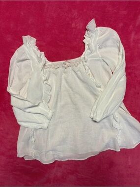 Victoria's Secret White Ruffle Lace Peasant Blouse